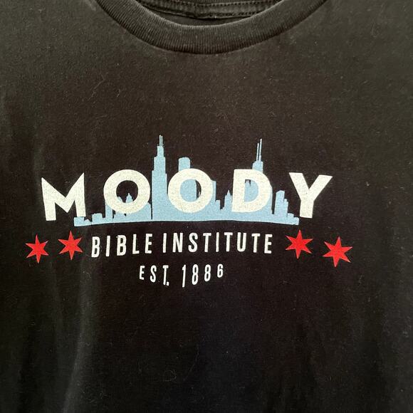 Moody Bible Institute t-shirt women's size small black casual top summer short - Picture 3 of 5
